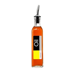 p-plus international glass oil and vinegar cruet 16 oz olive oil dispenser with stainless steel spout 500 ml pack 1 oil label