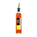 P-PLUS INTERNATIONAL Glass Oil And Vinegar Cruet 16 Oz, Olive Oil Dispenser With Stainless Steel Spout 500 ML PACK 1 Oil Label