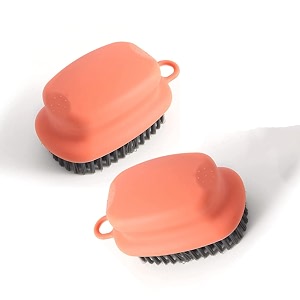 p-plus international scrub brush quality soft laundry clothes shoes scrubbing brush easy to grip household cleaning brushes pack of 2 orange