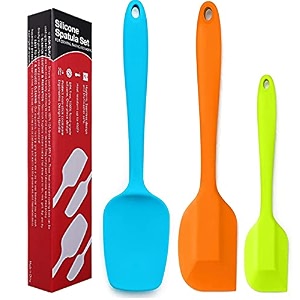 p-plus international silicone spatula set 3-piece heat-resistant baking set spoon silicone turner spatula non-stick spatulas cooking set baking and mixing with stainless steel coremulti