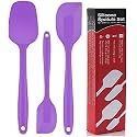 P-Plus International Silicone Spatula Set 3-Piece Heat-Resistant Baking Spoon &amp; Spatulas, Silicone Turner Spatula, Non-Stick Spatulas Cooking, Baking and Mixing with Stainless Steel Core (Purple)