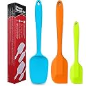 P-Plus International Silicone Spatula Set 3-Piece Heat-Resistant Baking Set Spoon, Silicone Turner Spatula, Non-Stick Spatulas Cooking Set, Baking and Mixing with Stainless Steel Core(Multi)