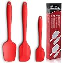 P-Plus International Silicone Spatula Set 3-Piece Heat-Resistant Baking Spoon Spatulas Silicone Turner Spatula Non-Stick Spatulas Created for Cooking Baking and Mixing with Stainless Steel Core (RED)