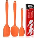 P-Plus International Silicone Spatula Set 3-Piece Heat-Resistant Baking Set Spoon, Silicone Turner Spatula, Non-Stick Spatulas Cooking Set, Baking and Mixing with Stainless Steel Core(Orange)