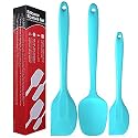 P-Plus International Silicone Spatula Set 3-Piece Heat-Resistant Baking Set Spoon, Silicone Turner Spatula, Non-Stick Spatulas Cooking Set, Baking and Mixing with Stainless Steel Core (Blue)