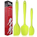 P-Plus International Silicone Spatula Set 3-Piece Heat-Resistant Baking Set Spoon, Silicone Turner Spatula, Non-Stick Spatulas Cooking Set, Baking and Mixing with Stainless Steel Core (Green)