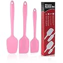 P-Plus International Silicone Spatula Set 3-Piece Heat-Resistant Baking Set Spoon, Silicone Turner Spatula, Non-Stick Spatulas Cooking Set, Baking and Mixing with Stainless Steel Core(Pink)