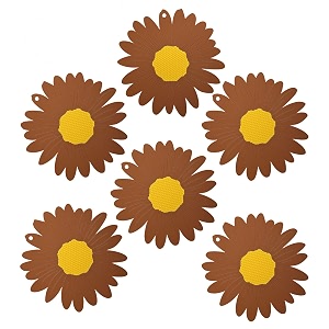 p-plus international silicone trivet mat hot pads non-slip amp heat resistant modern sunflower trivet kitchen hot pads placemats kitchen insulation coaster set of 6 brown