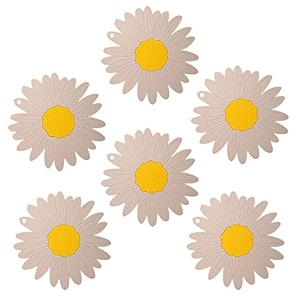 p-plus international silicone trivet mat hot pads non-slip amp heat resistant modern sunflower trivet kitchen hot pads placemats kitchen insulation coaster set of 6 pink