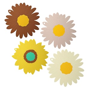 p-plus international silicone trivet mat hot pads non-slip amp heat resistant modern sunflower trivet kitchen hot pads placemats kitchen insulation coaster set of 4 random color