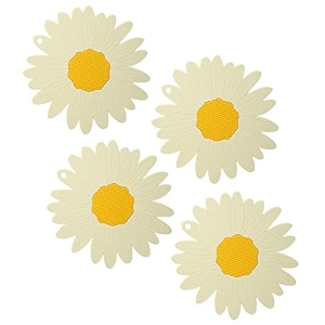 p-plus international silicone trivet mat hot pads non-slip amp heat resistant modern sunflower trivet kitchen hot pads placemats kitchen insulation coaster set of 4 white
