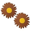 P-Plus International Silicone Trivet Mat Hot Pads Non-Slip &amp; Heat Resistant Modern Sunflower Trivet Kitchen Hot Pads Placemats Kitchen Insulation Coaster (Set of 2, Brown)