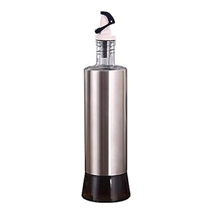 p-plus international stainless steel olive oil dispenser bottle  glass cooking oil amp vinegar  cruet for kitchen and bbq 500ml  pack 1 new cap