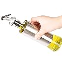 P-Plus International Stainless Steel Olive Oil Dispenser Bottle, Glass Cooking Oil &amp; Vinegar Cruet for Kitchen and BBQ 500ml Steel Pack 1