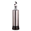 P-PLUS INTERNATIONAL Stainless Steel Olive Oil Dispenser Bottle, Glass Cooking Oil & Vinegar Cruet for Kitchen and BBQ 320ml Steel Pack 1 New cap
