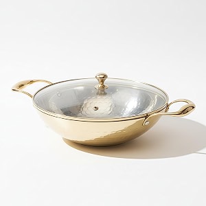 p-tal brass kadhai 3l with insulated heat-resistant handle and glass lid  100 pure brass tin coated kadai for cooking  non-stick and chemical-free