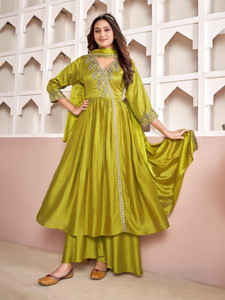 p three pluse embroidered kurta palazzo  dupatta set