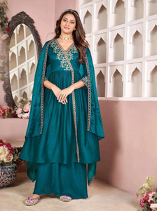 p three pluse embroidered kurta palazzo  dupatta set