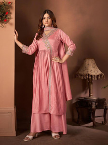 p three pluse embroidered kurta palazzo  dupatta set