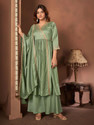 P Three Pluse Embroidered Kurta, Palazzo & Dupatta Set
