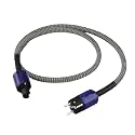P122 Power Cable with DW49 P037E Connector Rhodium Carbon Fiber EU AC Power Cord for Audio Equipment(Blue Black,2m)