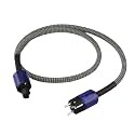 P122 Power Cable with DW49 P037E Connector Rhodium Carbon Fiber EU AC Power Cord for Audio Equipment(Blue Black,1m)