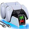 P5 Controller Charging Station, 7 Lighting Modes P5 Charging Dock Compatible with P5 DualSense & Edge Controllers, P5 Accessories Charging Dock Stand with LED Indicators & Cable PlayStation 3 Chargers