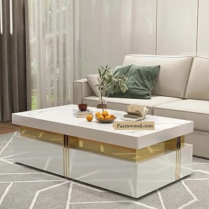 premium marble-top wooden center table for living room  luxury modern coffee table  contemporary design craftsmanship - 42x24x17 inch white 3yrs warrenty