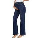 PACBREEZE Women's Maternity Flare Jeans Mid-Rise Stretchy Bell Bootcut Jeans Denim Pregnancy Pants, S-XXL