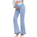 PACBREEZE Women's Maternity Flare Jeans Mid-Rise Stretchy Bell Bootcut Jeans Denim Pregnancy Pants, S-XXL