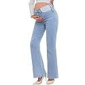 PACBREEZE Women's Maternity Flare Jeans Mid-Rise Stretchy Bell Bootcut Jeans Denim Pregnancy Pants, S-XXL