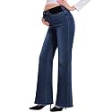 PACBREEZE Women's Maternity Flare Jeans Mid-Rise Stretchy Bell Bootcut Jeans Denim Pregnancy Pants, S-XXL