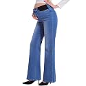 PACBREEZE Women's Maternity Flare Jeans Mid-Rise Stretchy Bell Bootcut Jeans Denim Pregnancy Pants, S-XXL