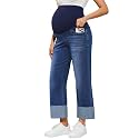 PACBREEZE Women's Maternity Flare Jeans Mid-Rise Stretchy Bell Bootcut Jeans Denim Pregnancy Pants, S-XXL