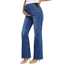 PACBREEZE Women's Maternity Flare Jeans Mid-Rise Stretchy Bell Bootcut Jeans Denim Pregnancy Pants, S-XXL