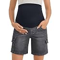 PACBREEZE Women's Maternity Jean Shorts Over Belly Stretch Denim Shorts Trendy Summer Pregnancy Clothes