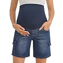 PACBREEZE Women's Maternity Jean Shorts Over Belly Stretch Denim Shorts Trendy Summer Pregnancy Clothes