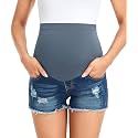 PACBREEZE Women's Maternity Jean Shorts Over Belly Stretch Denim Shorts Trendy Summer Pregnancy Clothes