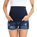 PACBREEZE Women's Maternity Jean Shorts Over Belly Stretch Denim Shorts Trendy Summer Pregnancy Clothes