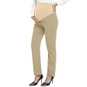 PACBREEZE Women's Maternity Pants for Work Over-Bump Pregnancy Casual Stretchy Straight Dress Pants with Pockets