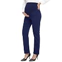 PACBREEZE Women's Maternity Pants for Work Over-Bump Pregnancy Casual Stretchy Straight Dress Pants with Pockets