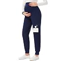 PACBREEZE Women's Maternity Scrubs with 6 Pockets, Workwear Maternity Jogger Scrubs Pregnancy Pants, S-XXL