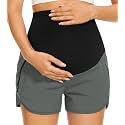 PACBREEZE Women's Maternity Shorts Over Belly Quick Dry Workout Athletic Running Shorts with Zipper Pockets