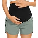 PACBREEZE Women's Maternity Shorts Over Belly Quick Dry Workout Athletic Running Shorts with Zipper Pockets