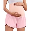PACBREEZE Women's Maternity Shorts Over Belly Quick Dry Workout Athletic Running Shorts with Zipper Pockets