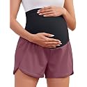 PACBREEZE Women's Maternity Shorts Over Belly Quick Dry Workout Athletic Running Shorts with Zipper Pockets