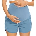 PACBREEZE Women's Maternity Shorts Over Belly Quick Dry Workout Athletic Running Shorts with Zipper Pockets
