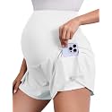 PACBREEZE Women's Maternity Shorts Over Belly Quick Dry Workout Athletic Running Shorts with Zipper Pockets