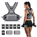 PACEARTH Adjustable Weight Vest 4-10lbs / 11-20lbs / 20-32lbs X-Shape Weighted Vest for Women and Men, Home Workout Ironsand Vest with Zipper Pouch and 6 Weight Packs, Available in Pink, Gray, Black