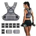 PACEARTH Adjustable Weight Vest 4-10lbs / 11-20lbs / 20-32lbs X-Shape Weighted Vest for Women and Men, Home Workout Ironsand Vest with Zipper Pouch and 6 Weight Packs, Available in Pink, Gray, Black